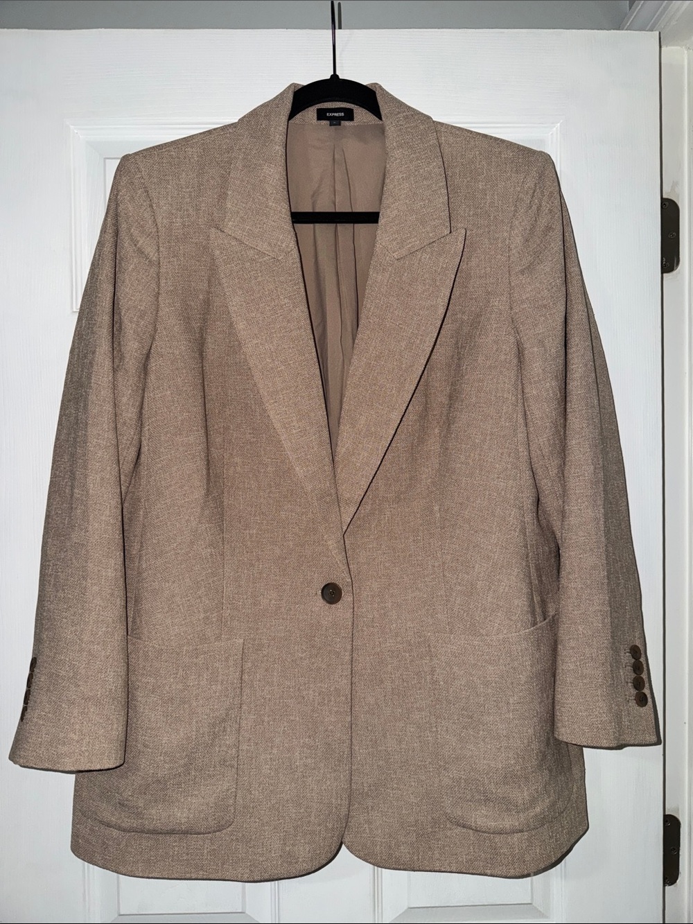 Express Women's Taupe Textured One Button Blazer